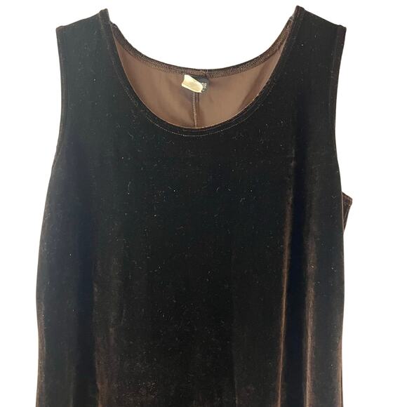 J.D. Stone Vintage Brown Velour Maxi Dress Sleeveless Size 10 Y2K Friends - Picture 2 of 7